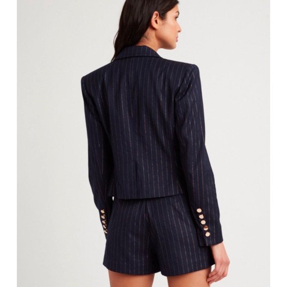 Choosy Sawyer Navy Blue Blazer with Gold Pin Strips NWT Size 2 - Picture 2 of 8